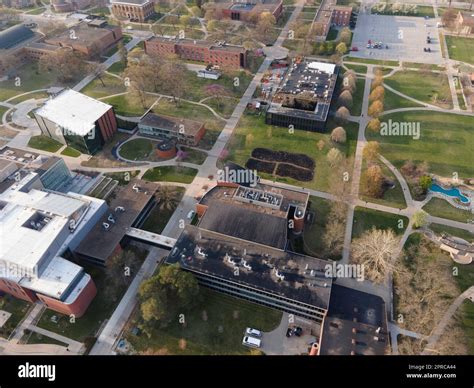 Aerial photograph of Drake University on a beautiful spring morning ...