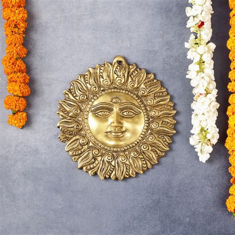 Buy Superfine Brass Surya Dev Sun God Wall Hanging - 8.5x8.5x2 Inch ...