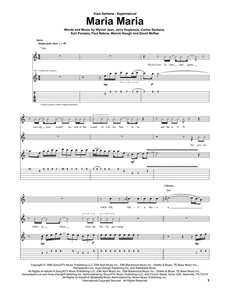 Maria Maria (feat. The Product G&B) by Santana - Guitar Tab - Guitar ...