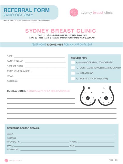 Fillable Online SBC Radiology Only Referral Form - Sydney Breast Clinic ...