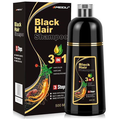 Buy Hair Dye Shampoo for Women Gray Hair 3 In 1, 500ML Instant Black ...