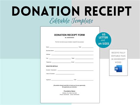 Charitable Donations Receipt Template