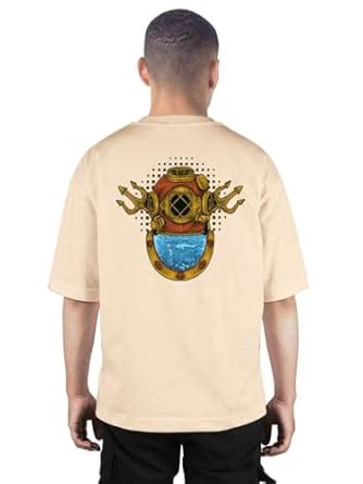 Buy Buy That Trendz Mens Oversized Tshirt Aqua Helmet Printed Crew Neck ...