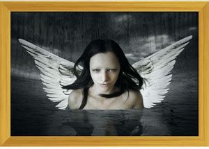 Angel Comes Out Of The Water Paper Poster Golden Frame Paper Print ...