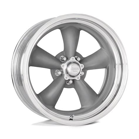 American Racing Mustang Classic Torq Thrust II Custom Gray with Polished Lip Wheel; 17x7 ...