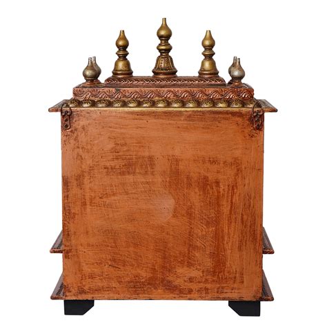 Brown Mango Wood Pooja Temple/Mandir with Storage Option - eCraftIndia ...
