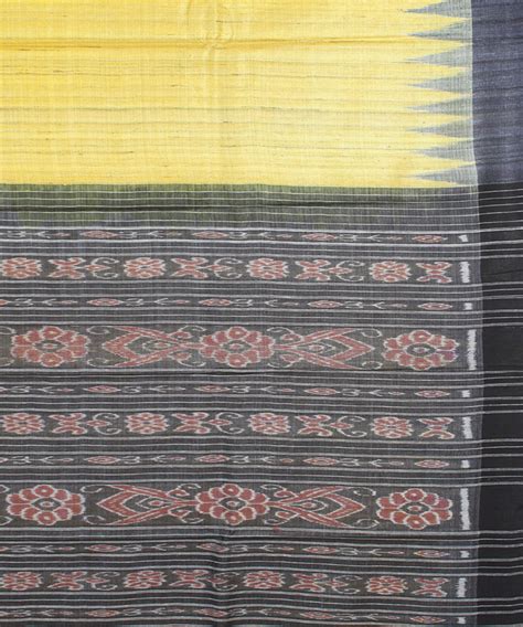 Yellow black odisha ikat handwoven gopalpur tussar saree – GoSwadeshi