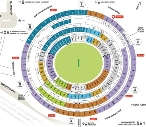 MCG Seating Map with Seat Numbers and Rows, MCG Seating Plan