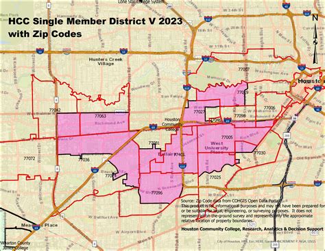 Single Member District V Map with zip codes | Houston City College (HCC ...