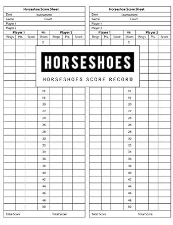 Buy Horseshoes Score Record: Horseshoes Game Record Keeper Book ...