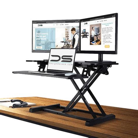 Design Solace DR201s Stand Up Desk Converter for 2 Monitor Workstation ...