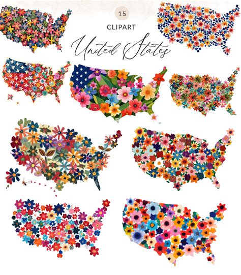 Watercolor USA Clipart, July 4th Clipart, Patriotic Clip Art USA Map ...