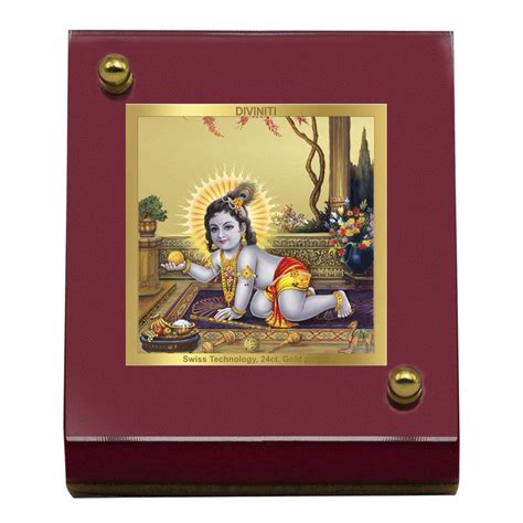 Diviniti 24K Gold Plated Laddu Gopal Frame For Car Dashboard, Home Dec ...