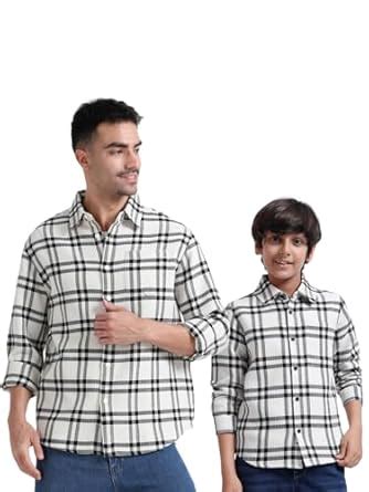 Buy The Lion and the Fish Dad & Son Full Sleeves Waffled Checkered ...