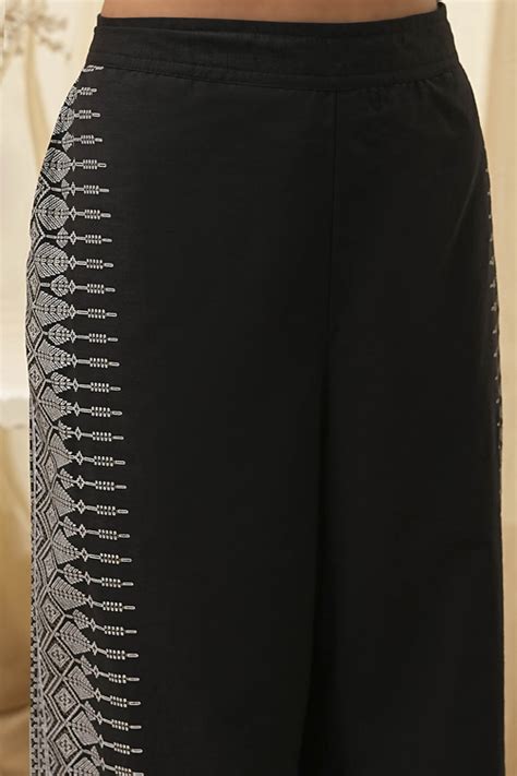 Buy Black Pure Cotton Printed A-line Kurta Set Online at Biba India