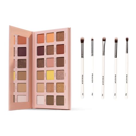 Omni Nude Eyeshadow Palette + Eye Brush Set (5 pcs) Bundle – Praush
