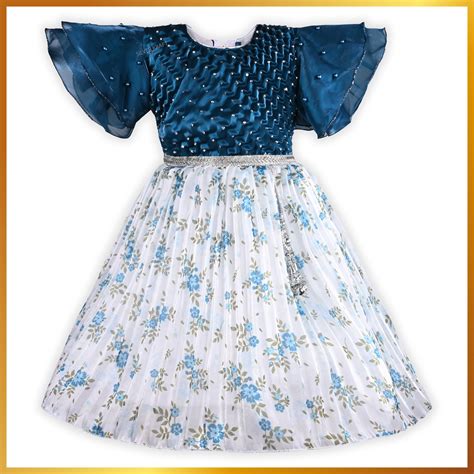 Girls Floral Print Flared Sleeve Fit and Flare Frock Dress – Wish Karo