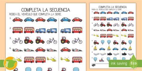 Ficha de actividad: Completa la secuencia - El transporte