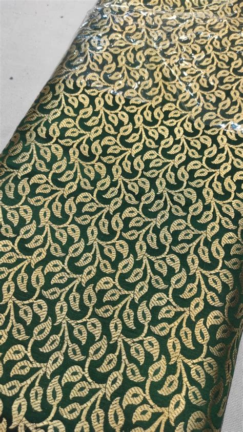 Indian brocade fabric Green Gold Wedding dress fabric Jacquard Damask ...