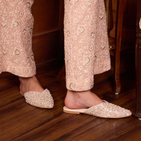 Silver White Beaded Mule Flat – The CAI Store