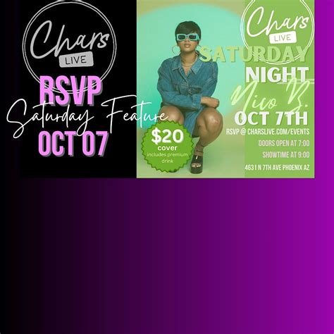 Sat 10-7 Chars Live - Nico B., Char's Live, Phoenix, 7 October to 8 ...