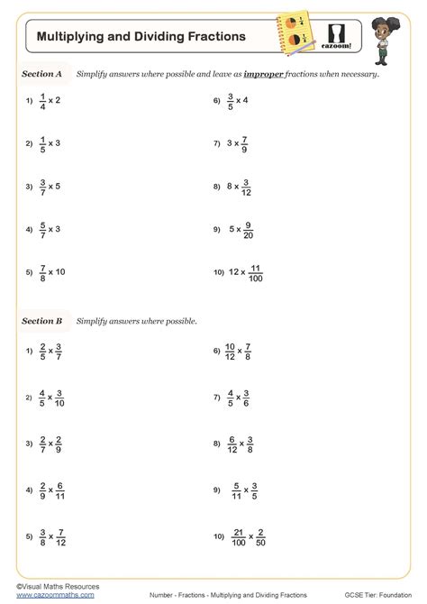 Multiplying Fractions Worksheets