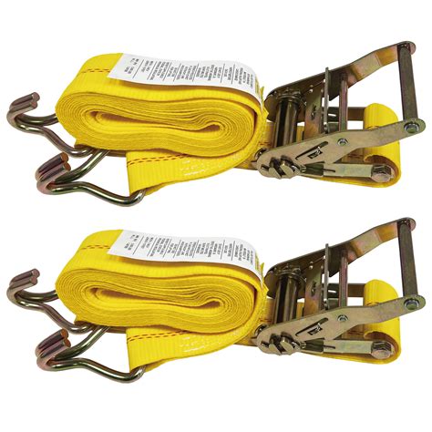 2 Pack Ratchet Straps 2" x 15' x 5000lbs Cargo Tie Down Straps with J ...