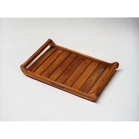 Vesta Homes Extra Large Teak Wood Serving Tray for Home/Kitchen ...