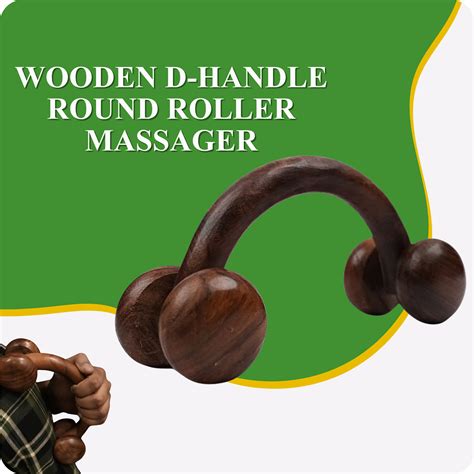 Wooden D-Handle Round Roller Massager – Deep Tissue Stress Relief Tool ...