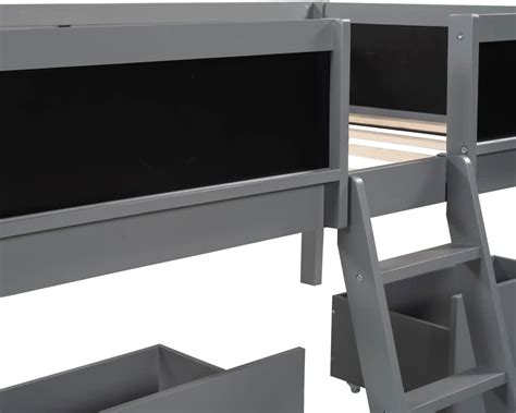 Buy DNChuan Low Loft Bed with 2 Movable Storage Drawers and Ladder ...