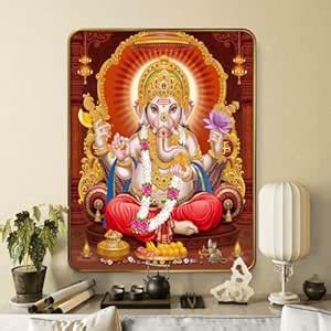 SAF Divine Lord Ganesha Wall Painting | Golden Frame | Sparkle ...