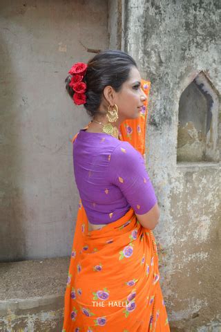 Tangerine Cotton Saree – The Haelli