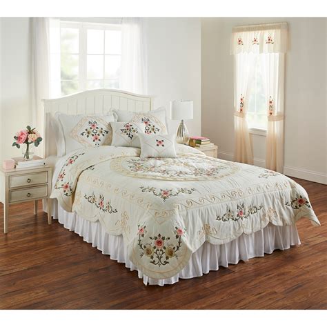 Ava Oversized Embroidered Cotton Quilt | Plus Size Quilts & Coverlets ...