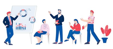 Business-Seminar oder Unternehmensschulungsszene mit Moderator, der ...