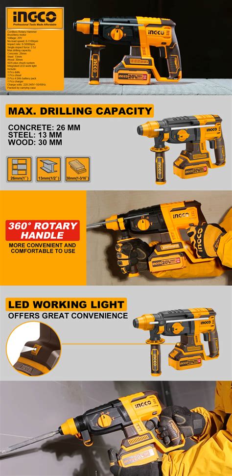 INGCO INGCO 26mm Cordless hammer drill CRHLI202287 | hammer drill ...