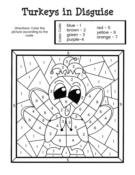 Turkeys in Disguise Color by Number - Gift of Curiosity