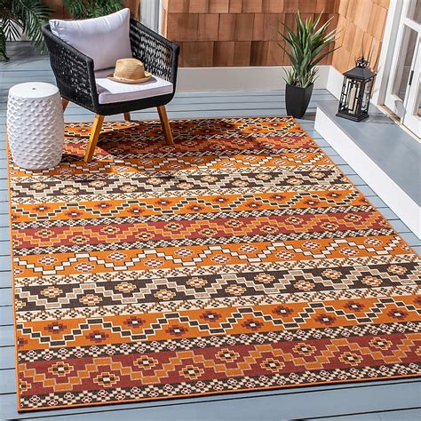 Safavieh Veranda 9 X 12 (ft) Rust/Red Indoor/Outdoor Floral ...