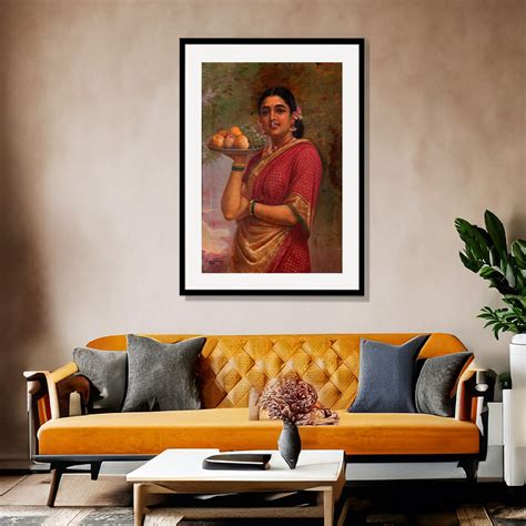 Raja Ravi Varma Artwork Painting - Lady with fruit-tray – TheBimba.in