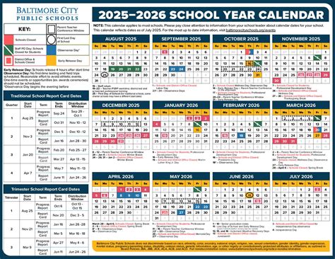 Baltimore City Public Schools Calendar 2025-2026 (Maryland)