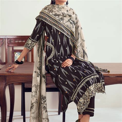 Pure Cotton Jacquard Embroidery Work Salwar Suit In Beige Color – Jay ...