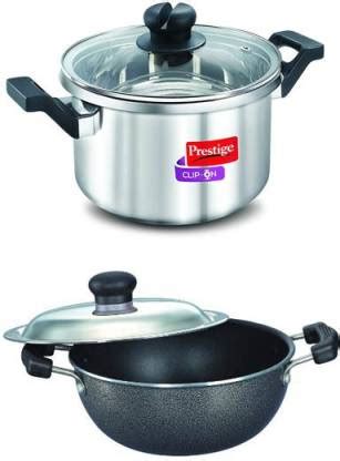 Prestige Clip On Steel Cooker 3 Ltr & Omega Select Plus Kadai Induction ...