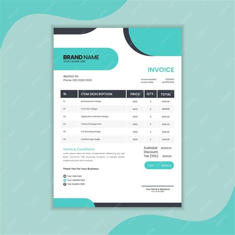 Modern invoice design template | Premium Vector