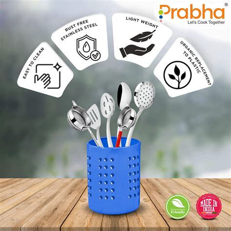 Stainless Steel Multipurpose Spoon/Cutlery Holder - Pack of 6 | Prabha ...