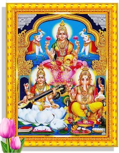 Suninow Gold foil Embossed Hindu Bhagwan Devi Devta God Laxmi Ganesh ...
