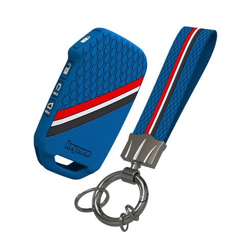 Keyzone striped silicone key cover & keychain for Kia Seltos, Sonet 20