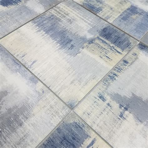 Abolos (Sample) Nature Cement Blue/Matte 8-in x 8-in Matte Glass Subway ...