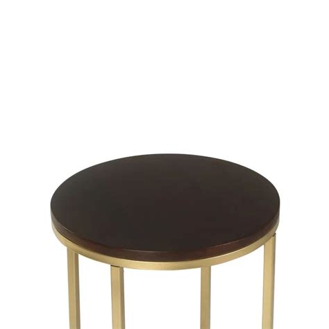 Buy Windhaven Round Wooden Side Table in Gold Finish Online | Livspace ...