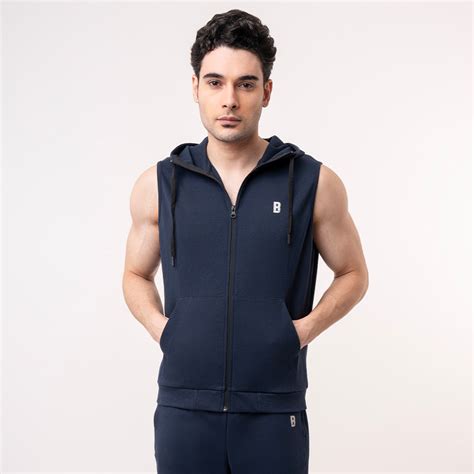 Buy Blue Sleeveless Hoodie Men Online | Baller Athletik