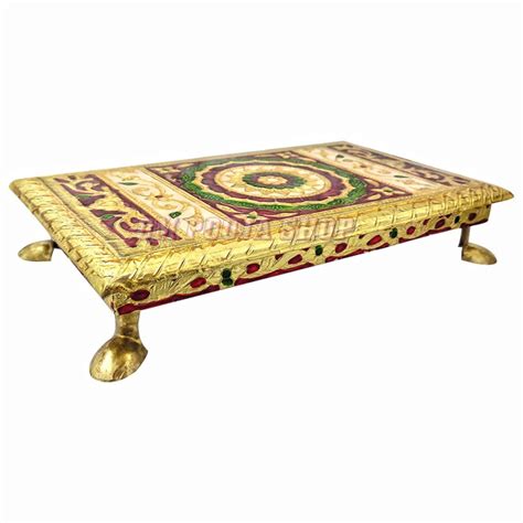 Handcrafted Pooja Chowki (Paat) Meenakari work