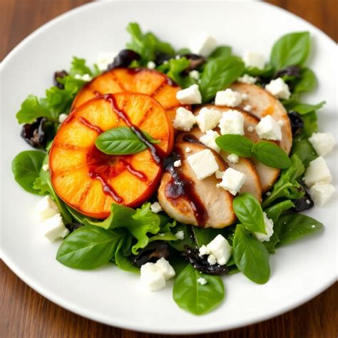 Grilled Peach and Chicken Salad Recipe | cookAIfood